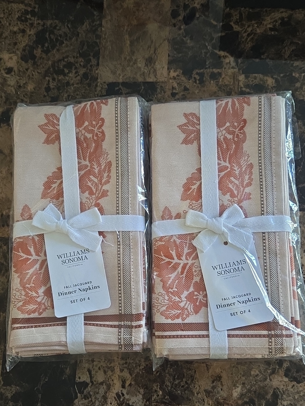 Williams Sonoma Fall Jacquard Table Runner and Napkins - Rust Floral - Picture 4 of 5